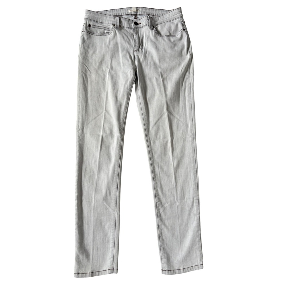 Eileen Fisher Womens Gray/Cream Straight Leg Contrast Stitch Jeans Size 12P